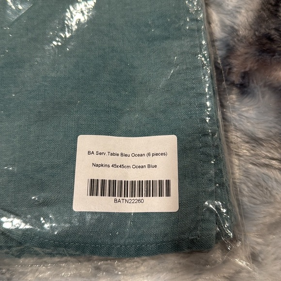 LINGE PARTICULIER TABLE NAPKINS 100% linen OCEAN BLUE 6 PCS made in France - Picture 8 of 8